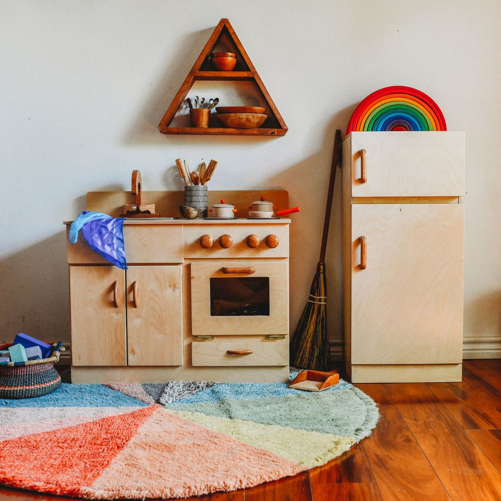 Classic Wooden Kitchen and Refrigerator Bundle