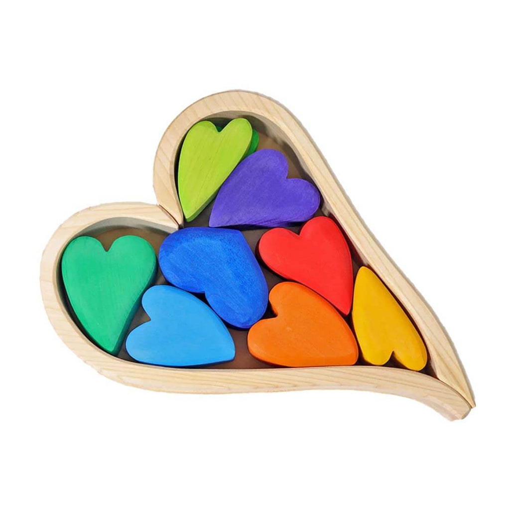 Wooden Heart Blocks - Rainbow