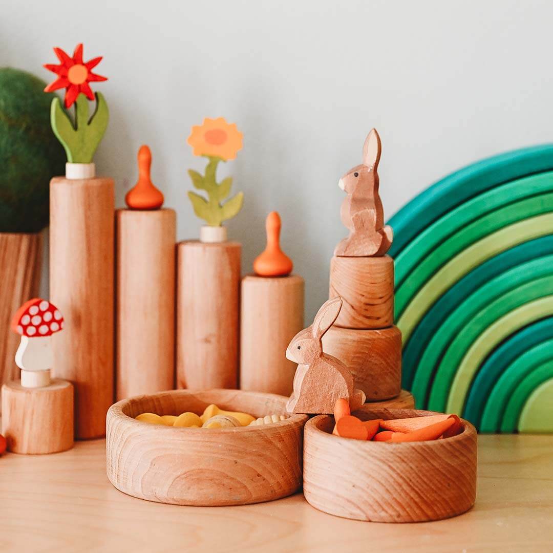 Natural Wood Nesting Bowl Set