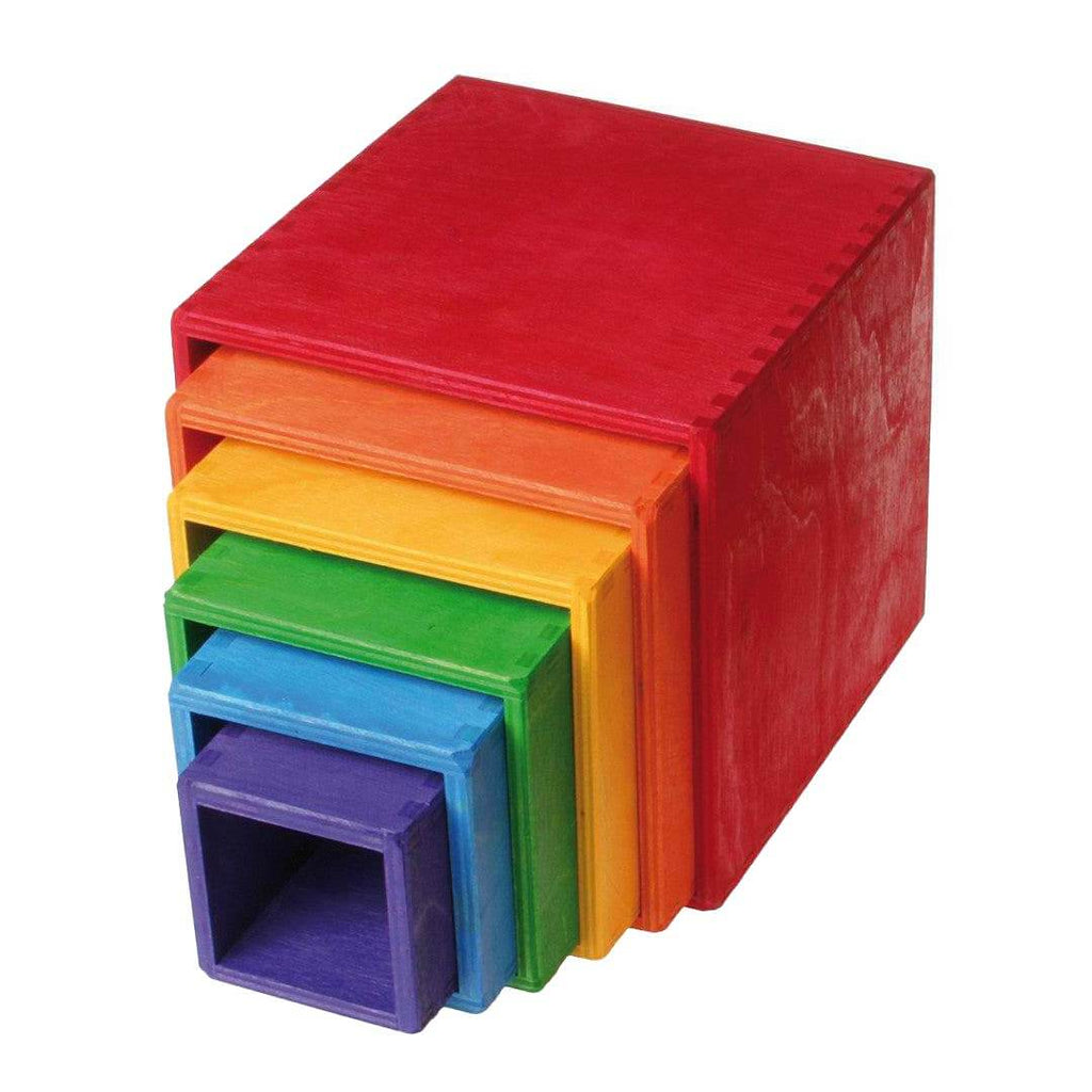Large Rainbow Wooden Nesting Cubes