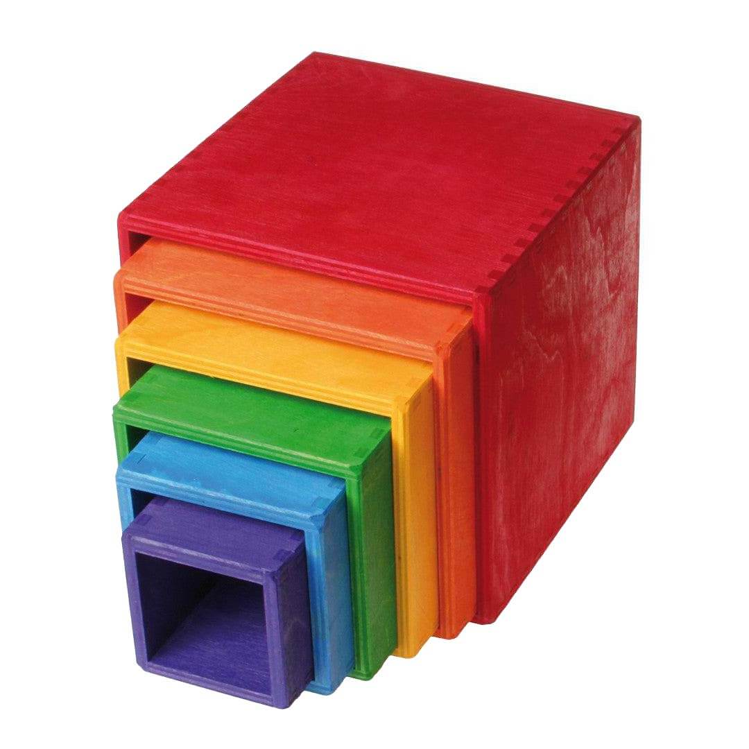 Large Rainbow Wooden Nesting Cubes