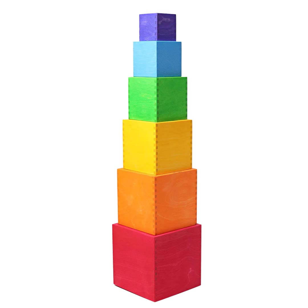 Large Rainbow Wooden Nesting Cubes