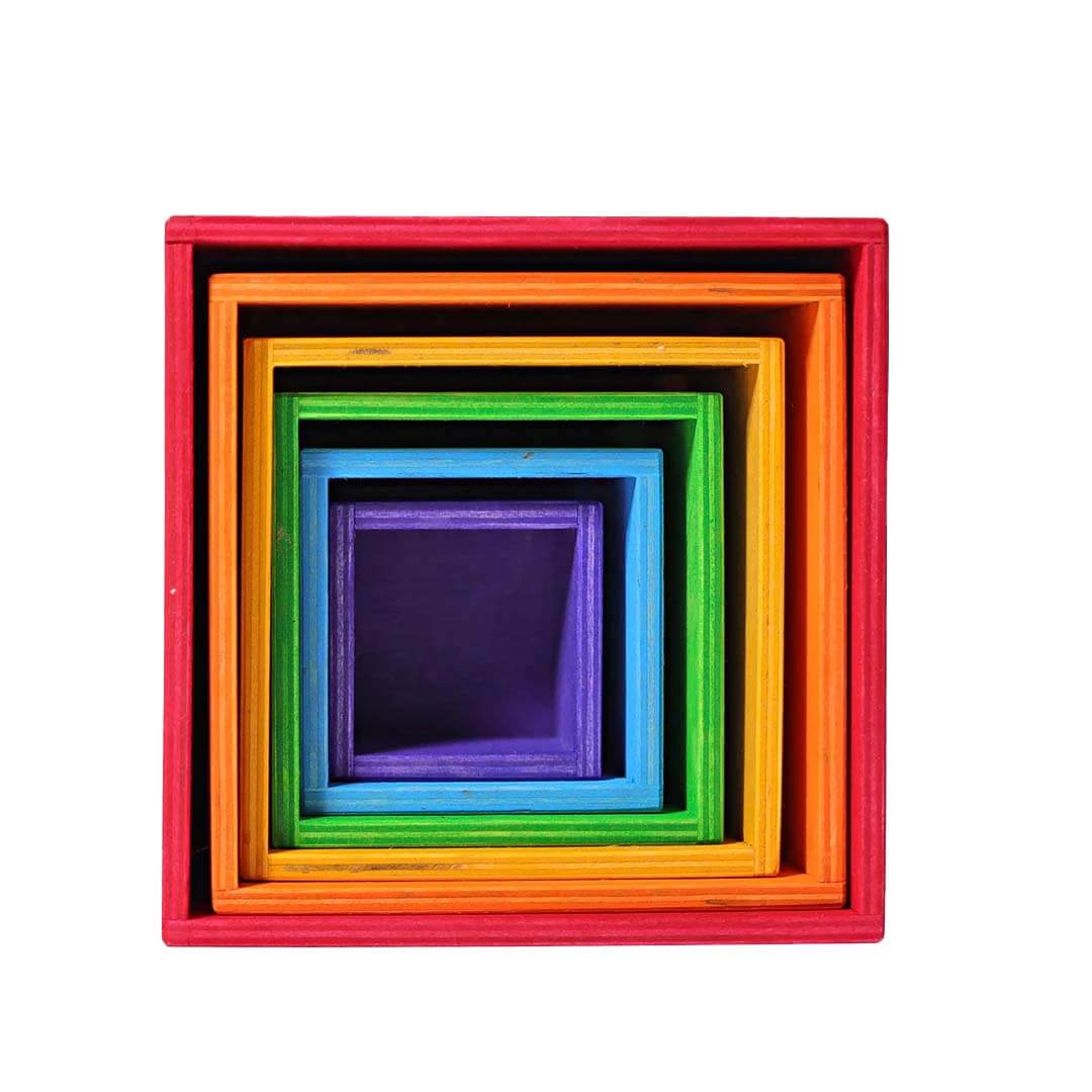 Large Rainbow Wooden Nesting Cubes