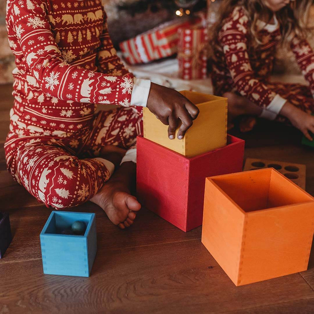 Large Rainbow Wooden Nesting Cubes