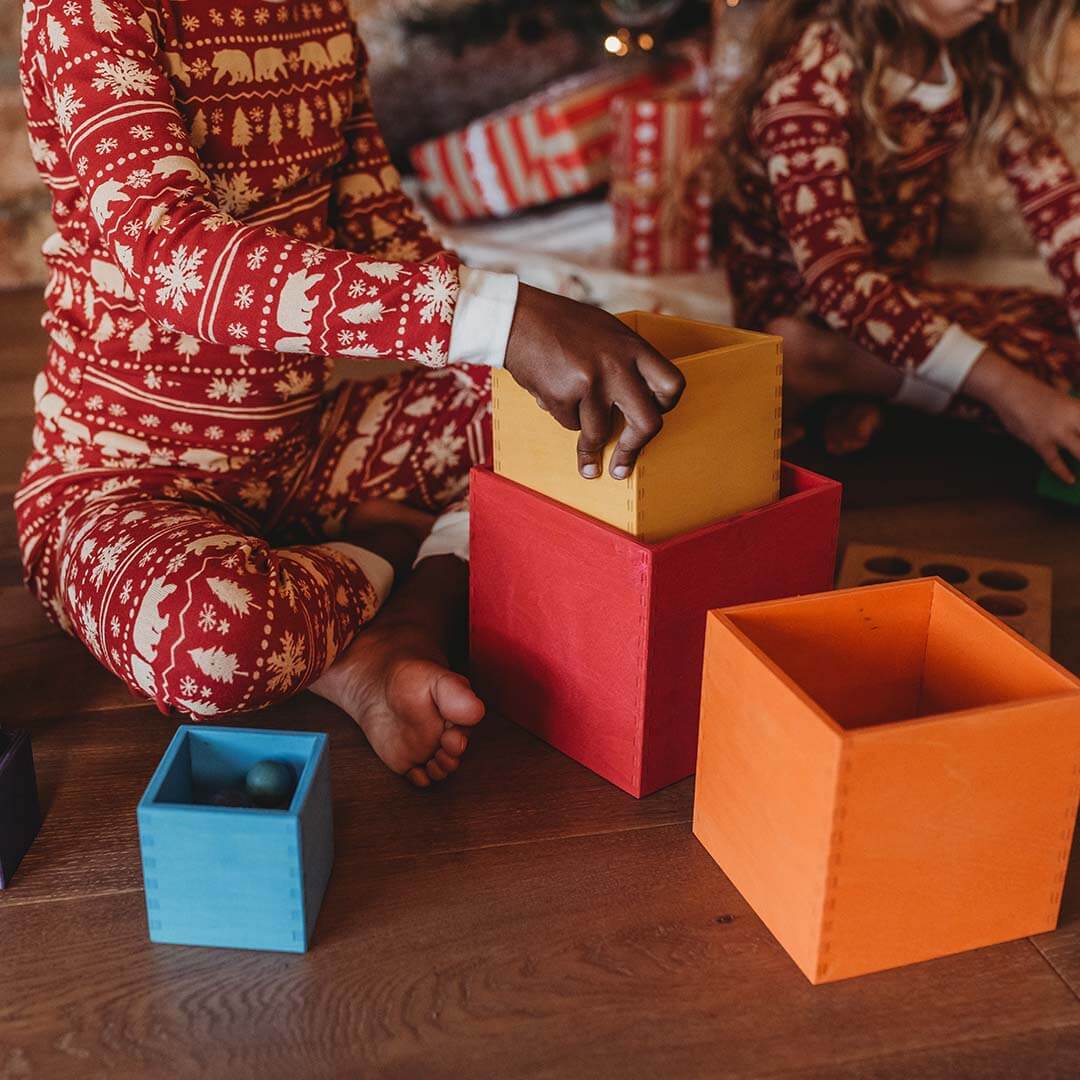 Large Rainbow Wooden Nesting Cubes