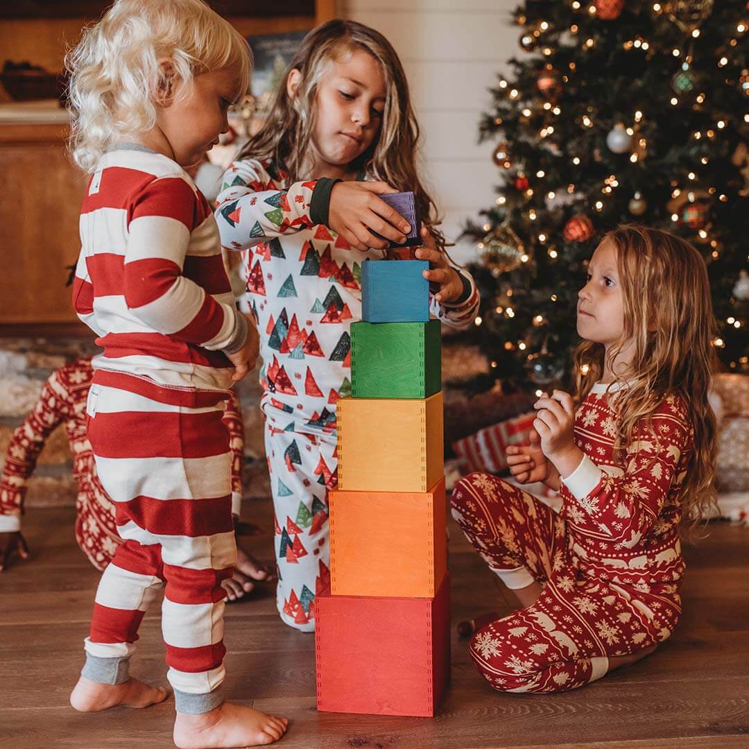 Large Rainbow Wooden Nesting Cubes