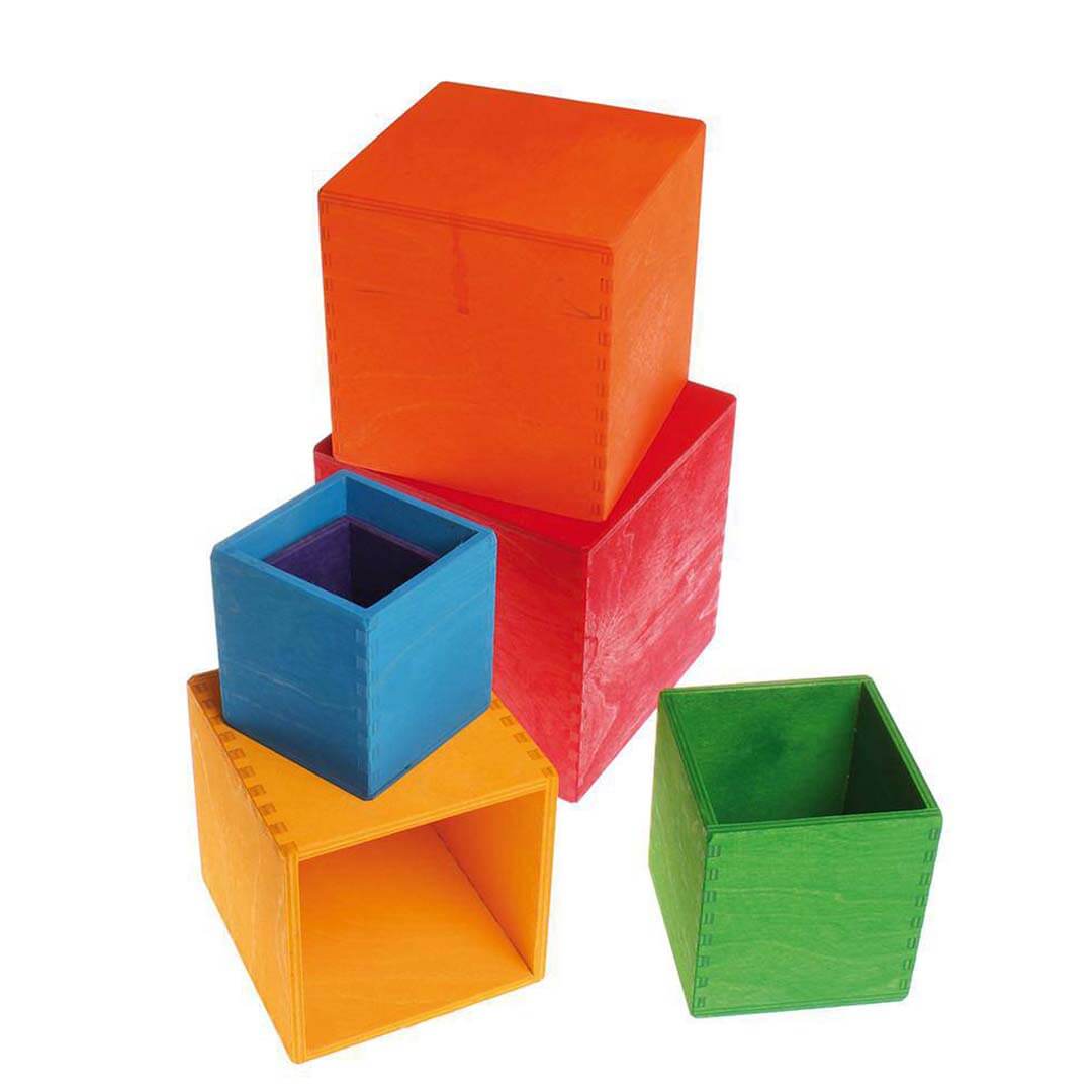 Large Rainbow Wooden Nesting Cubes