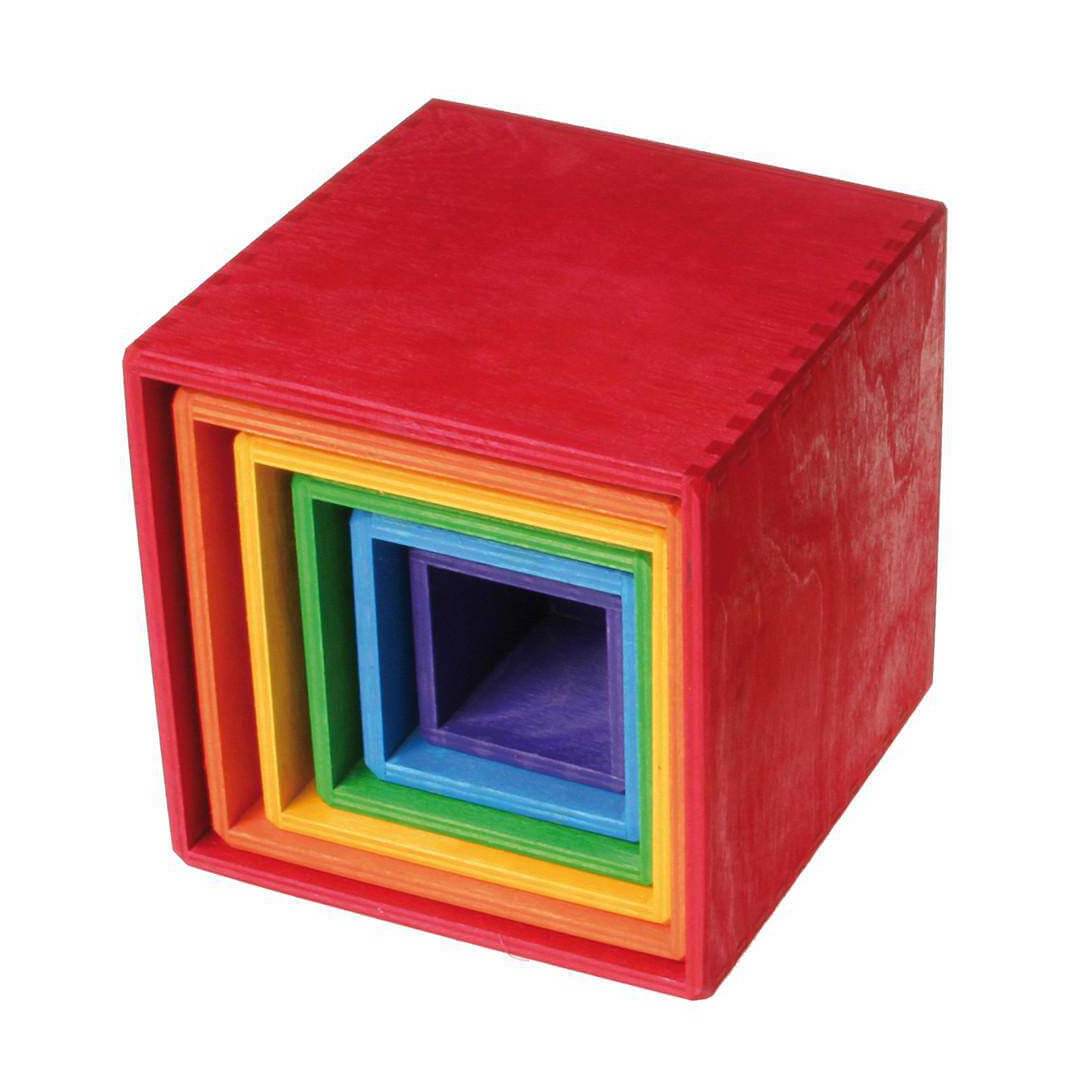 Large Rainbow Wooden Nesting Cubes