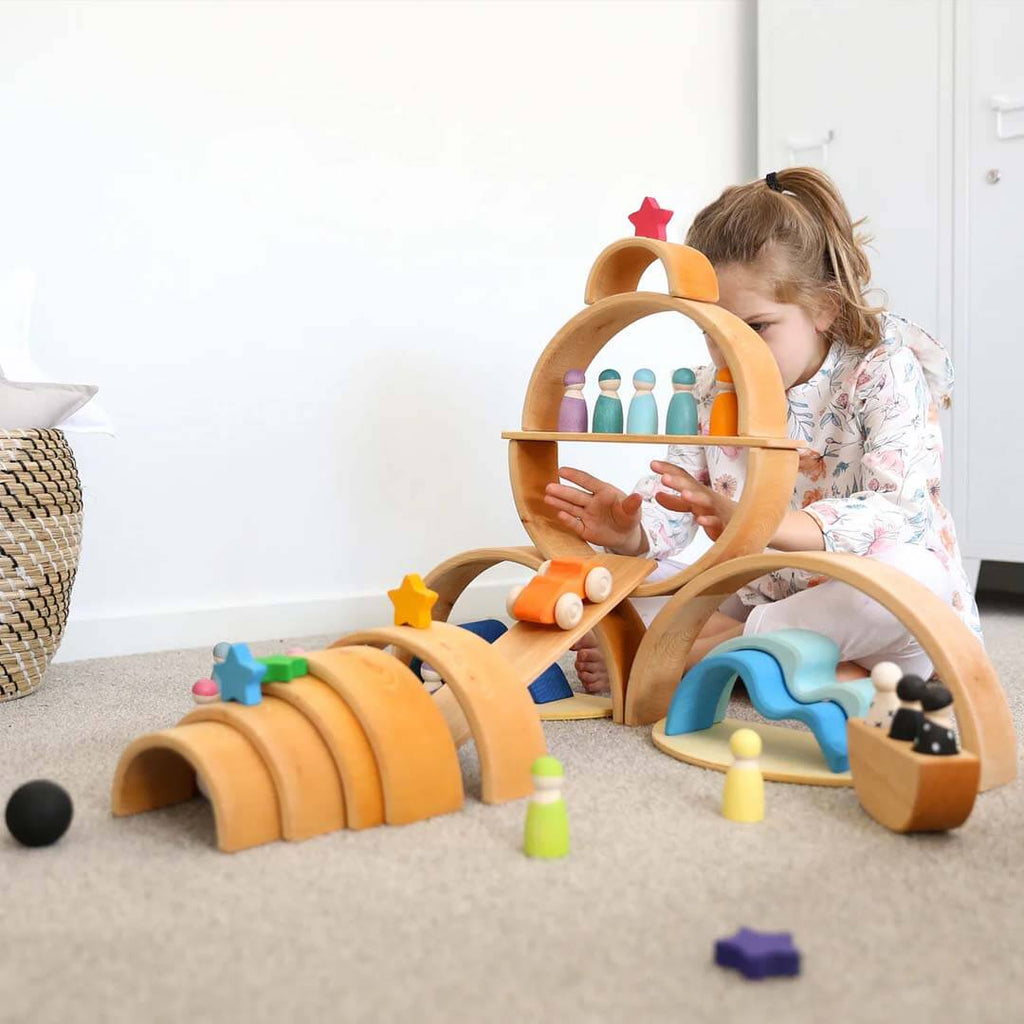 Natural Wooden Rainbow Tunnel - 12 Piece