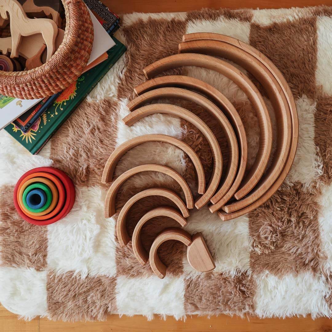 Natural Wooden Rainbow Tunnel - 12 Piece