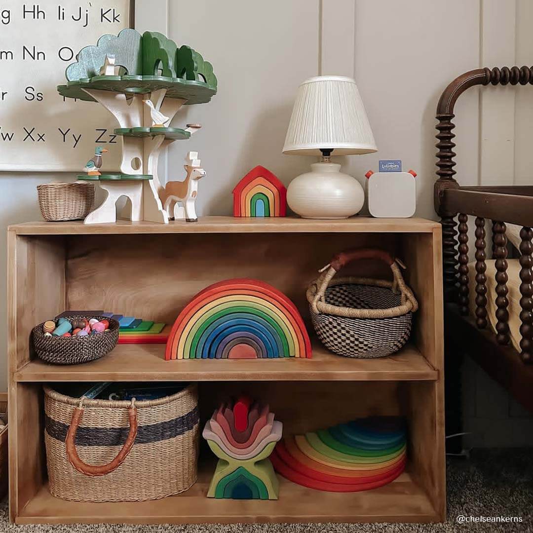 12-Piece Wooden Rainbow Stacking Tunnel