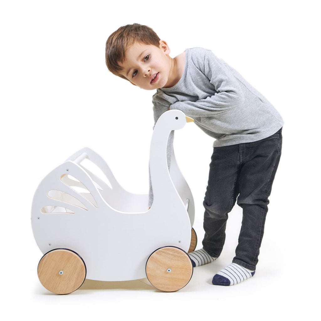 Sweet Wooden Swan Doll Stroller