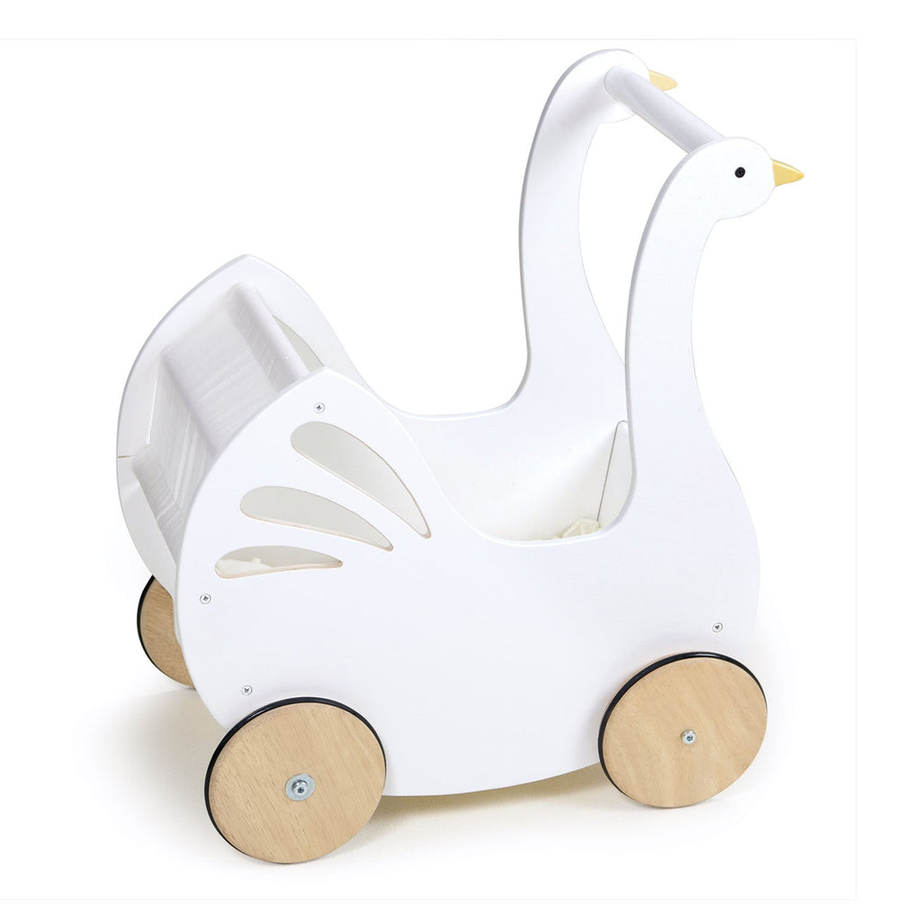 Sweet Wooden Swan Doll Stroller