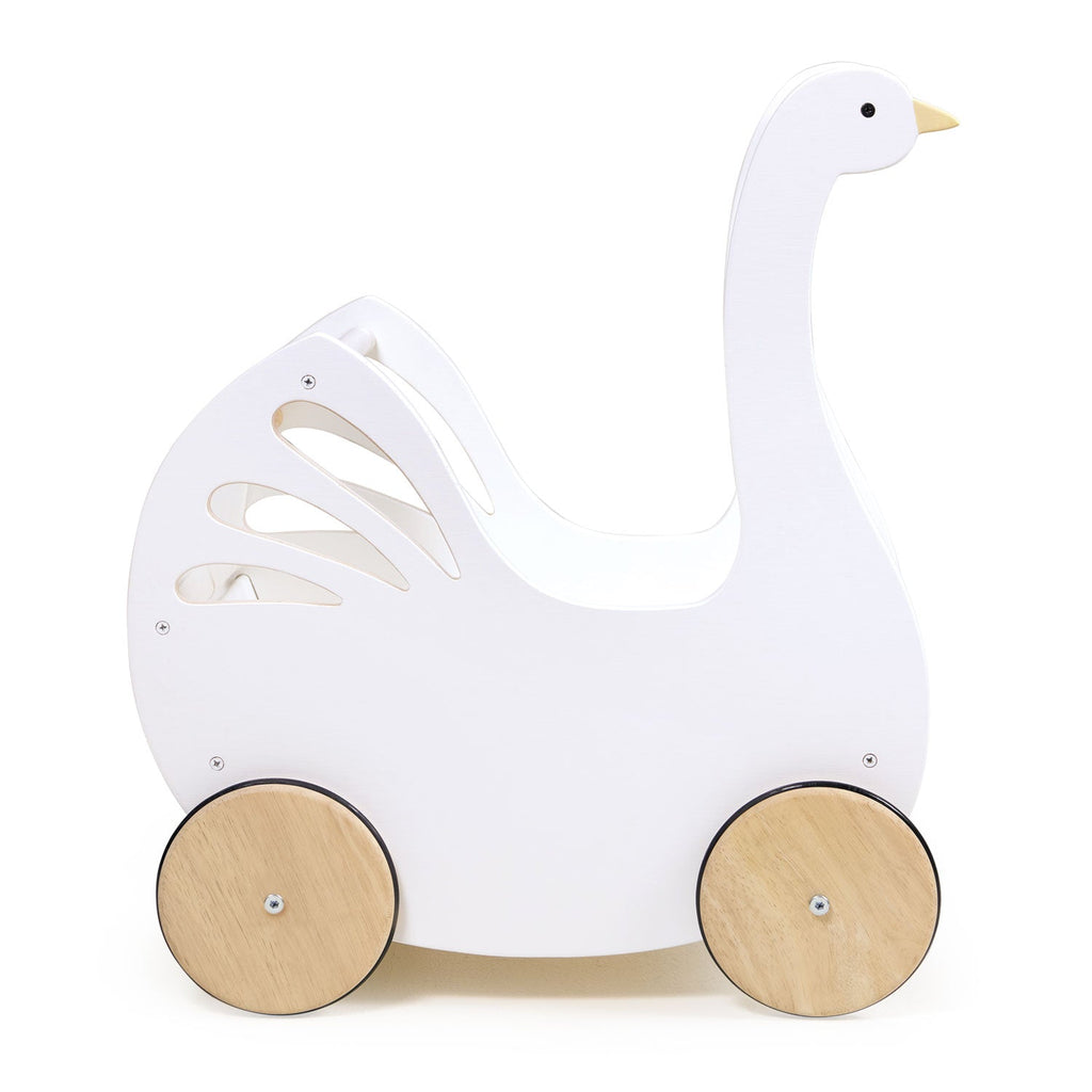 Sweet Wooden Swan Doll Stroller
