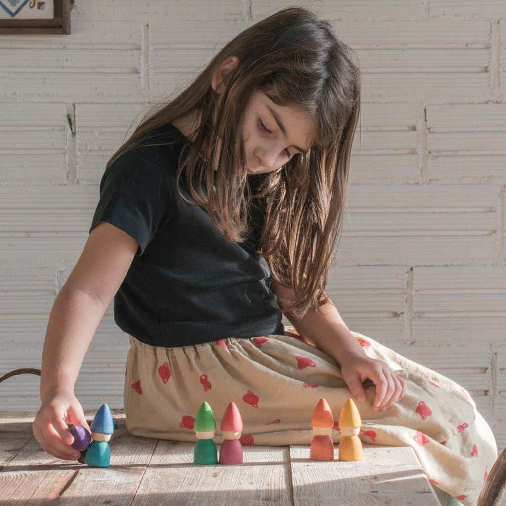 6 Wooden Rainbow Tomten Figures