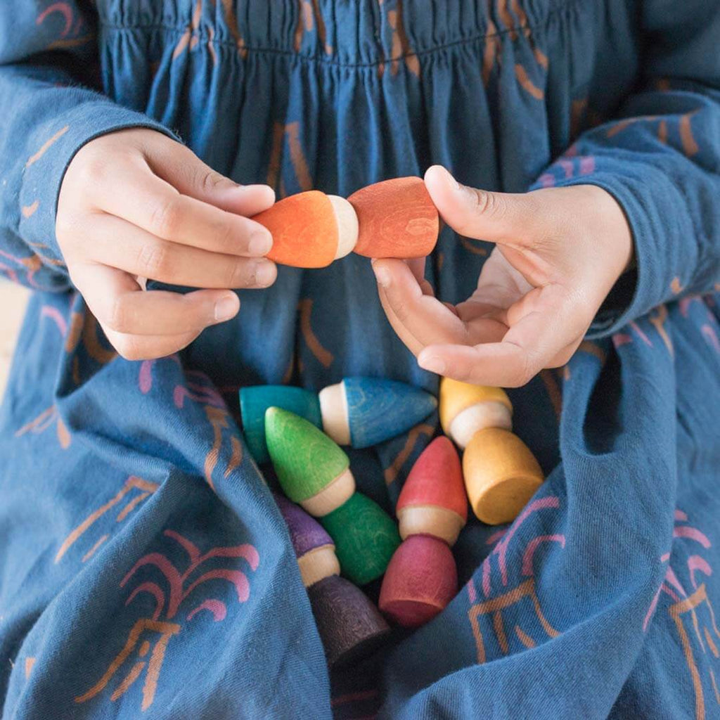 6 Wooden Rainbow Tomten Figures