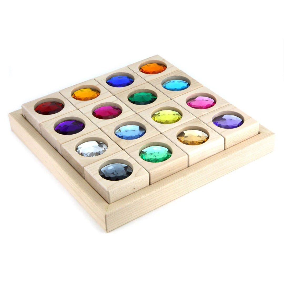 Large Gem Block Collection with Tray - 16 Piece Set