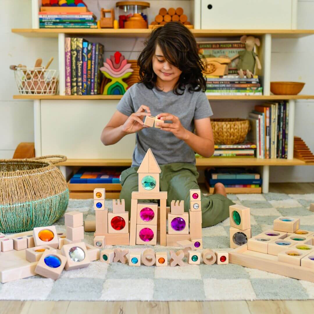 Large Gem Block Collection with Tray - 16 Piece Set