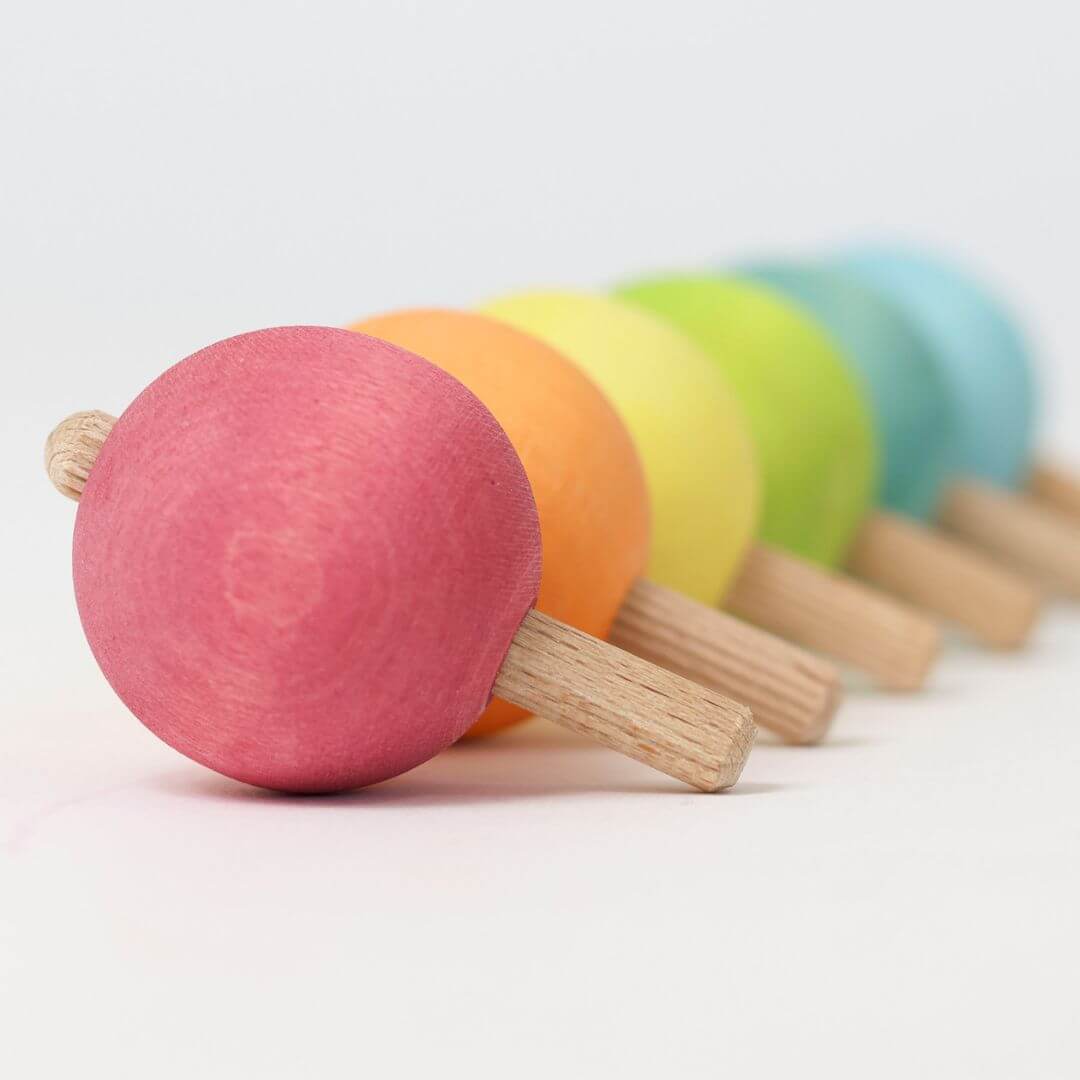 Rainbow Spinning Tops - Set of 6