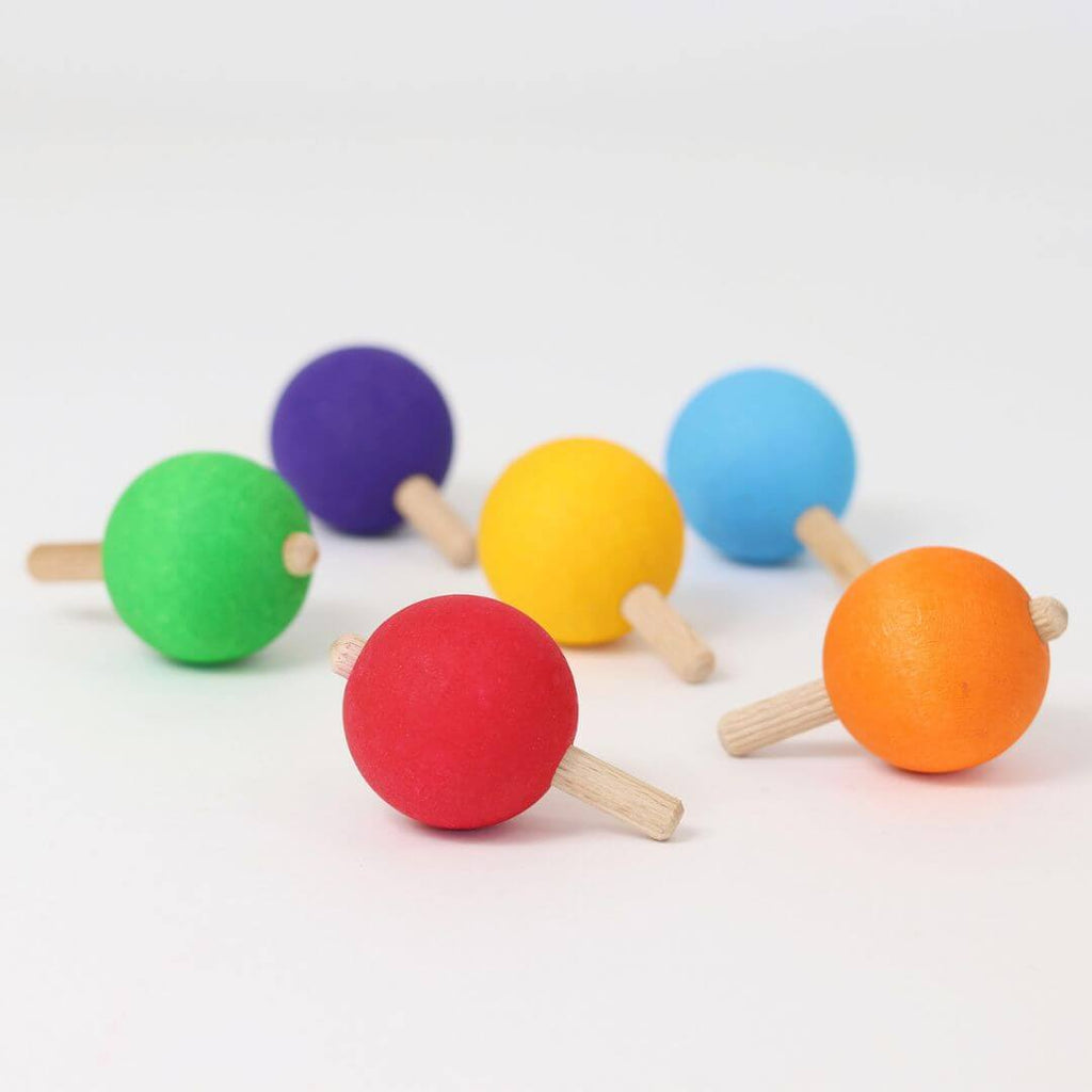 Rainbow Spinning Tops - Set of 6