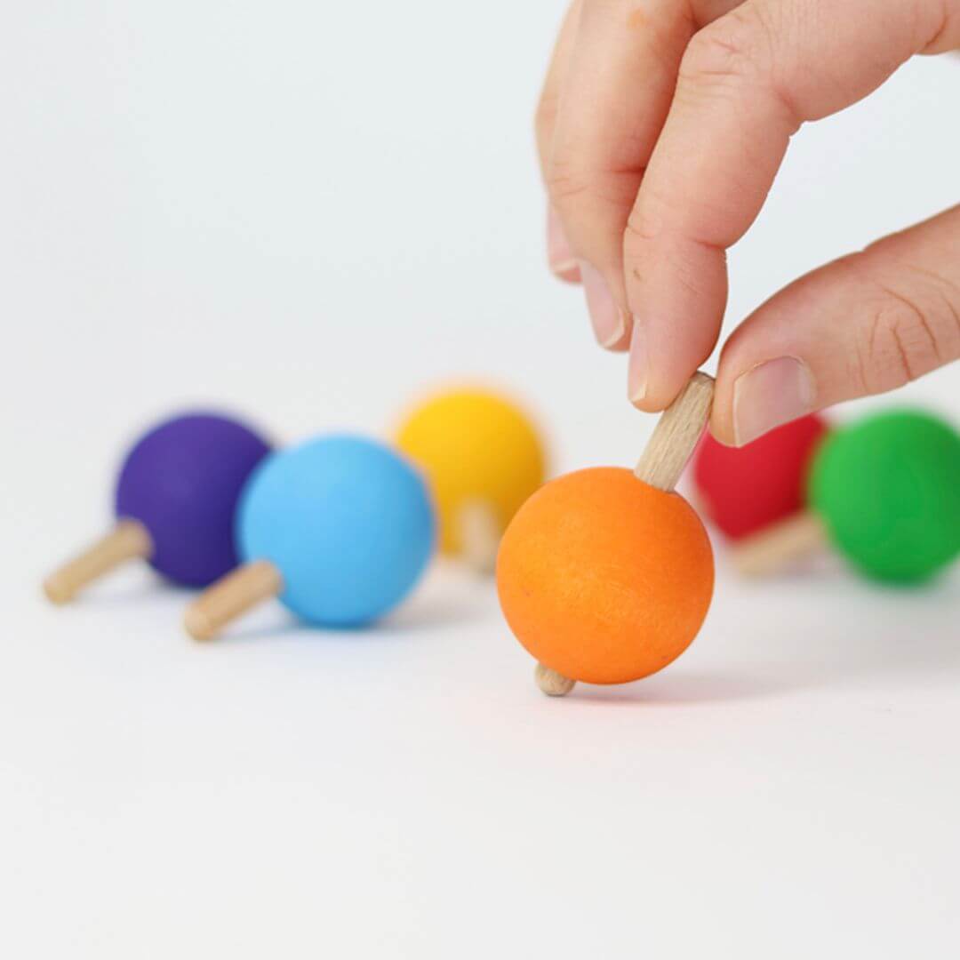 Rainbow Spinning Tops - Set of 6