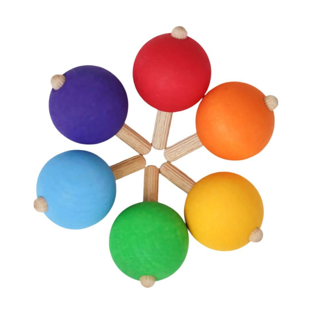 Rainbow Spinning Tops - Set of 6