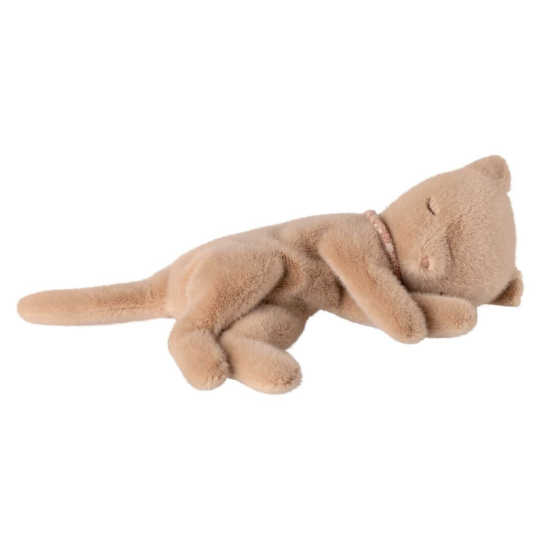 Plush Sleeping Kitten - Grey or Peach