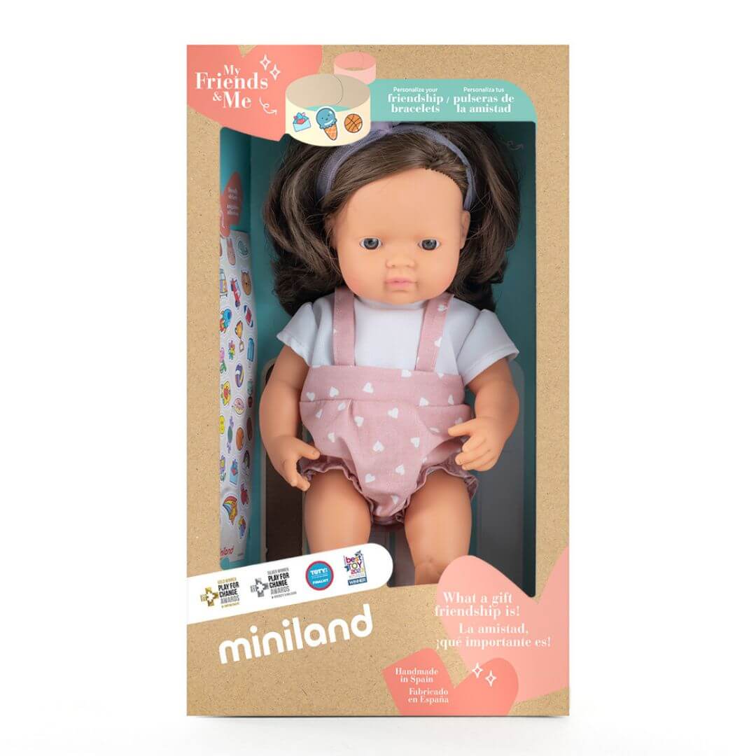 Realistic Montessori Doll - White Girl with Brown Hair