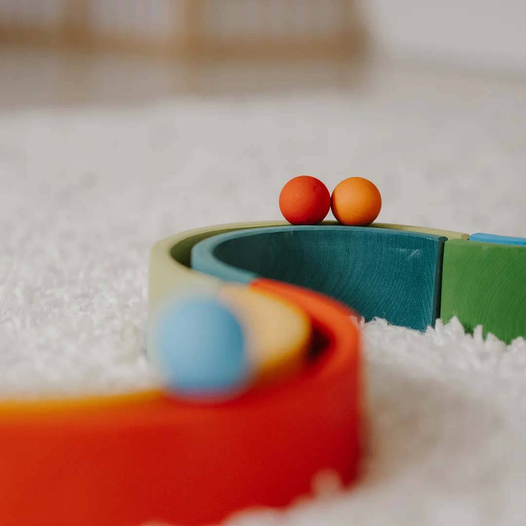 12-Piece Wooden Rainbow Stacking Tunnel
