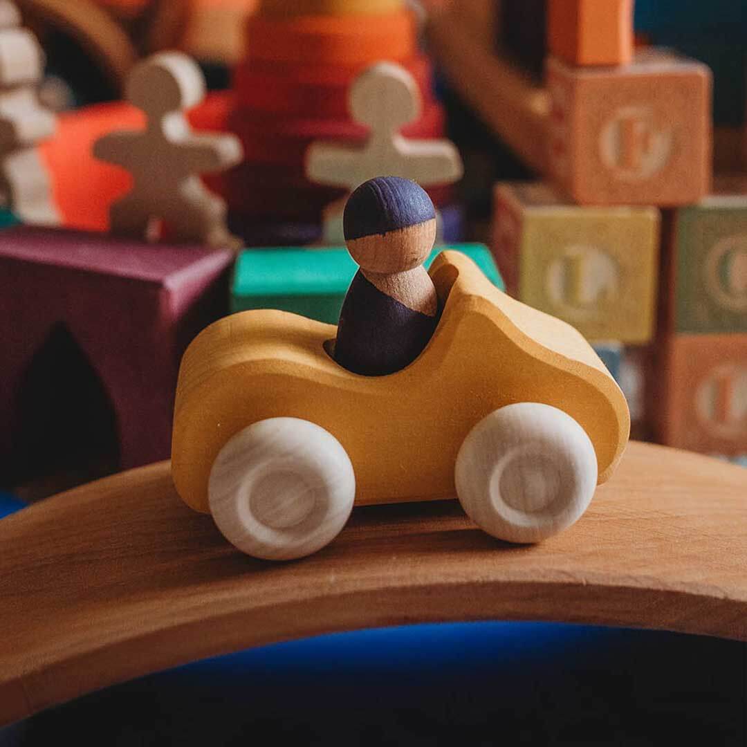 Small Yellow Convertible - Wooden Toy Car