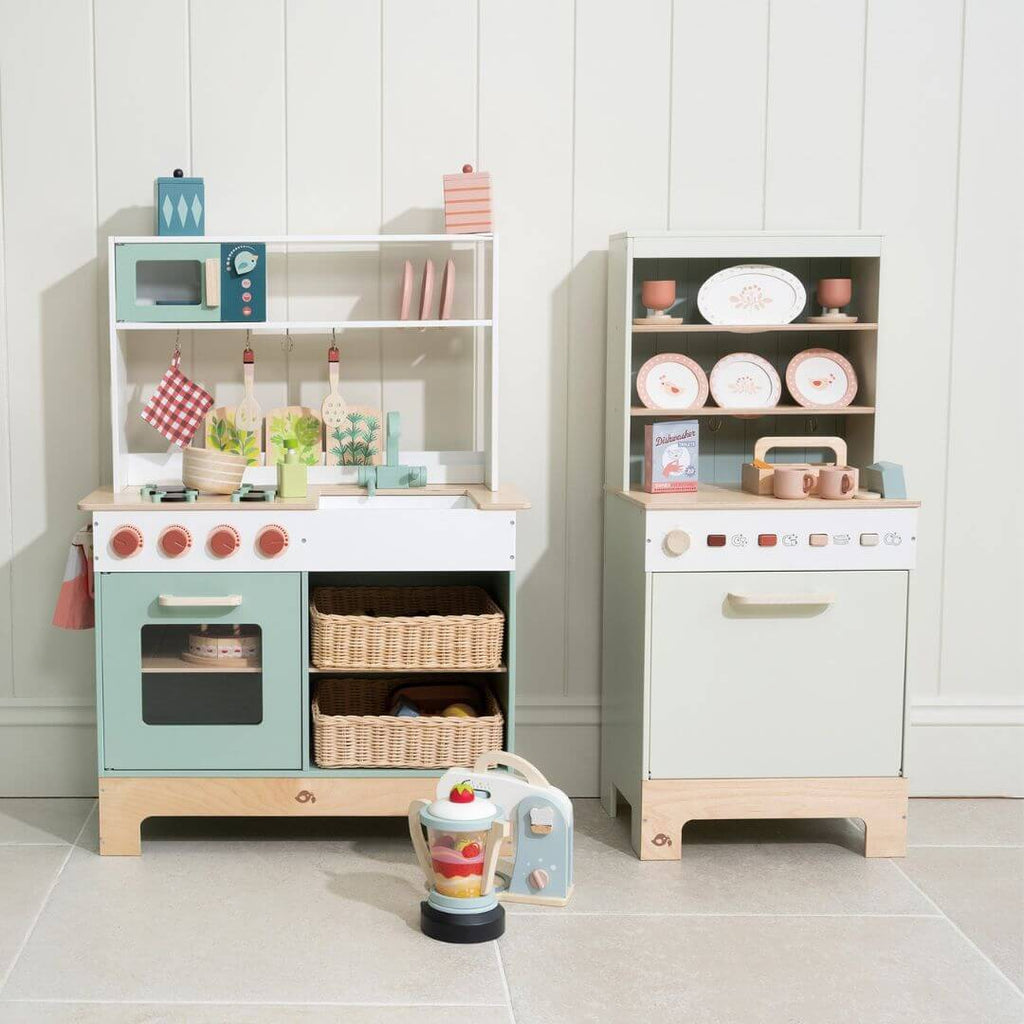 Wooden Kitchen Hutch and Dishwasher Playset