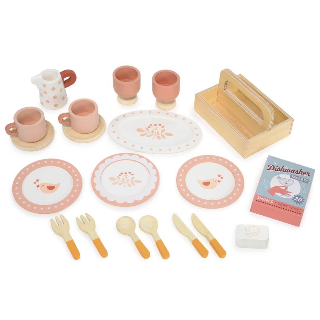 Wooden Kitchen Hutch and Dishwasher Playset