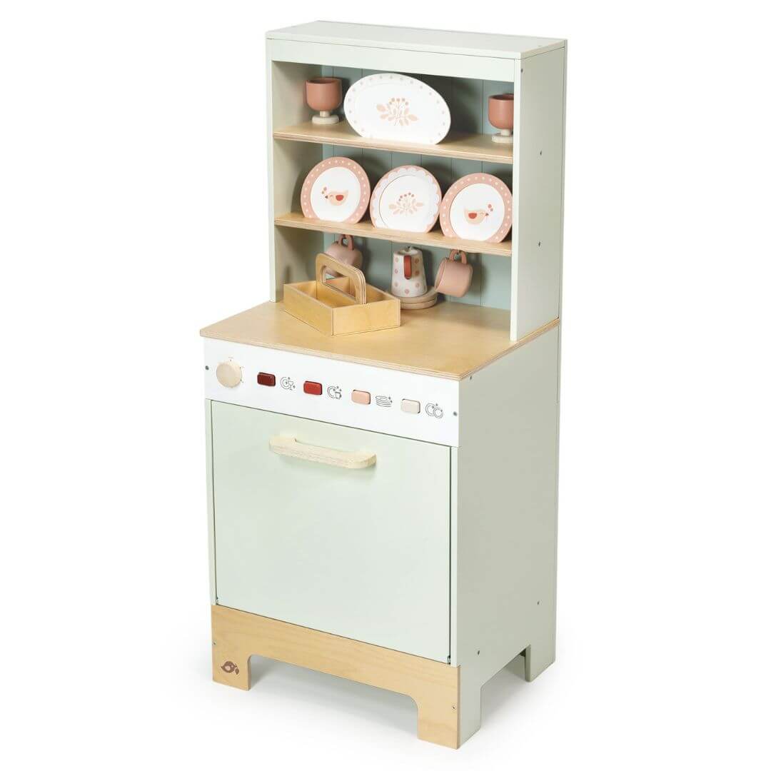 Wooden Kitchen Hutch and Dishwasher Playset